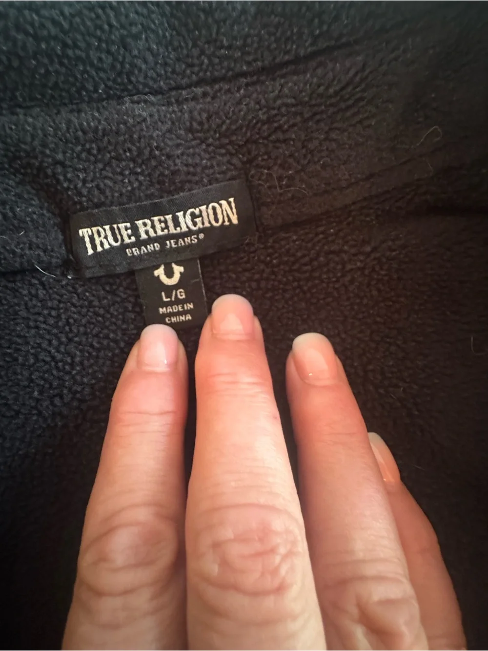 True Religion Men's Black Fleece Shirt Jacket with Patch